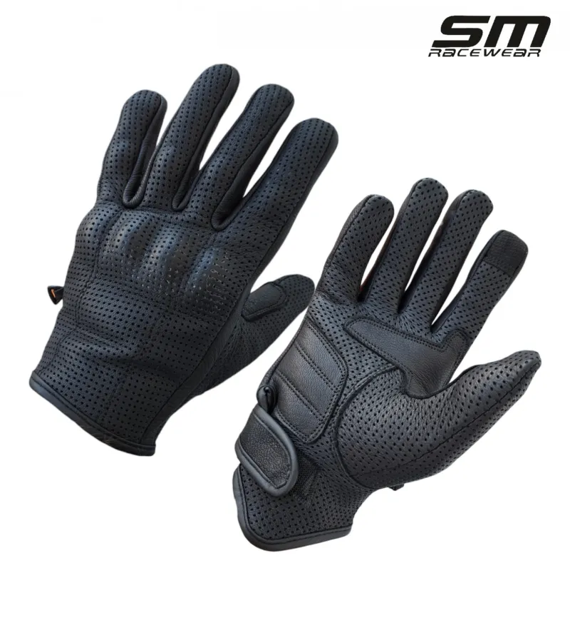Imagine pentru Mănuși moto din piele naturală perforata SM Racewear Tornado Wind - Bărbați - Vară - Ventilate