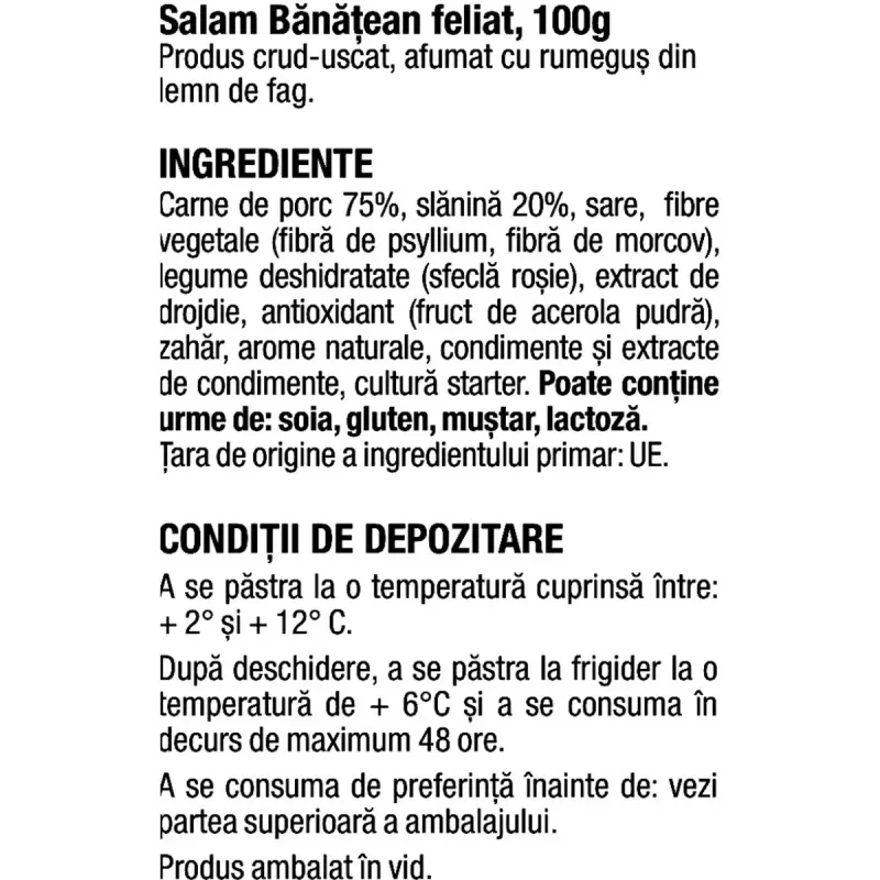 Imaginea numarul 3 reprezentatand Salam banatean Auchan, 100 g