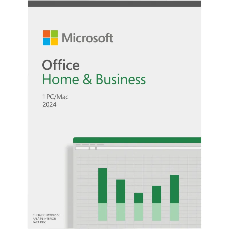 Imagine pentru Microsoft Office Home & Business 2024, limba română, 1 utilizator, licență permanentă retail
