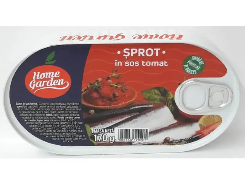 Imagine pentru Sprot in sos tomat Home Garden 170g