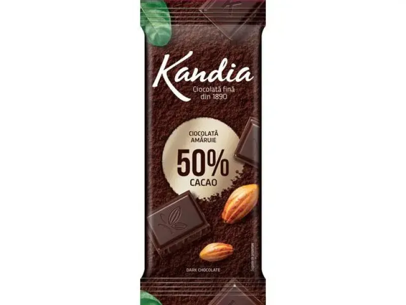 Imagine pentru Ciocolata amaruie 50% cacao Kandia 80g