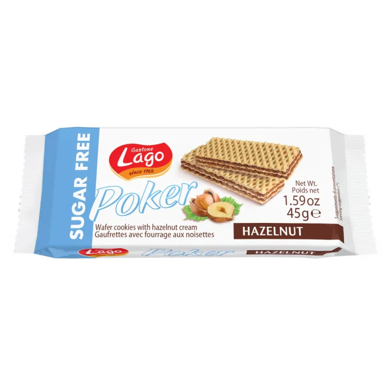 Imagine pentru Napolitane crema alune fara zahar, Lago, 45 g