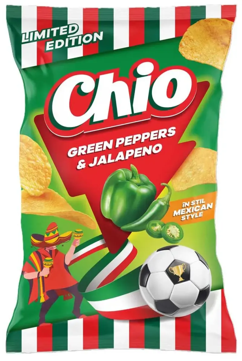 Imagine pentru Chipsuri Cu Ardei Verde Si Ardei Iute Jalapeno, Chio Editia Limitata 125G