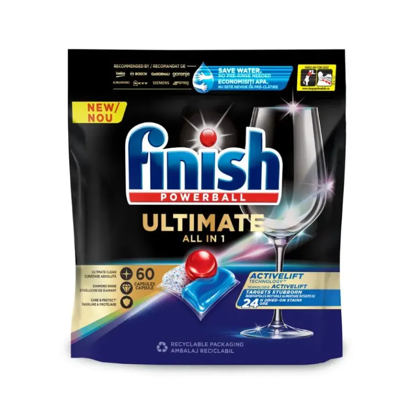 Imagine pentru Detergent Finish Ultimate All in 1 capsule pentru masina de spalat vase, 60 spalari