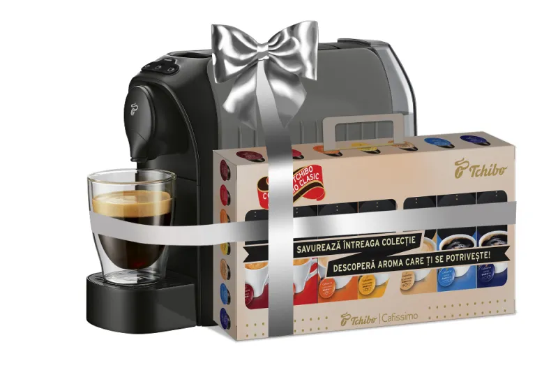 Imagine pentru Espressor Tchibo Pure Plus cu pachet 60 capsule, Gri