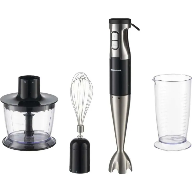 Imagine pentru Mixer vertical Heinner HB-1000XBK, 1000W, viteza variabila, tocator, tel, cana de mixat, negru/inox