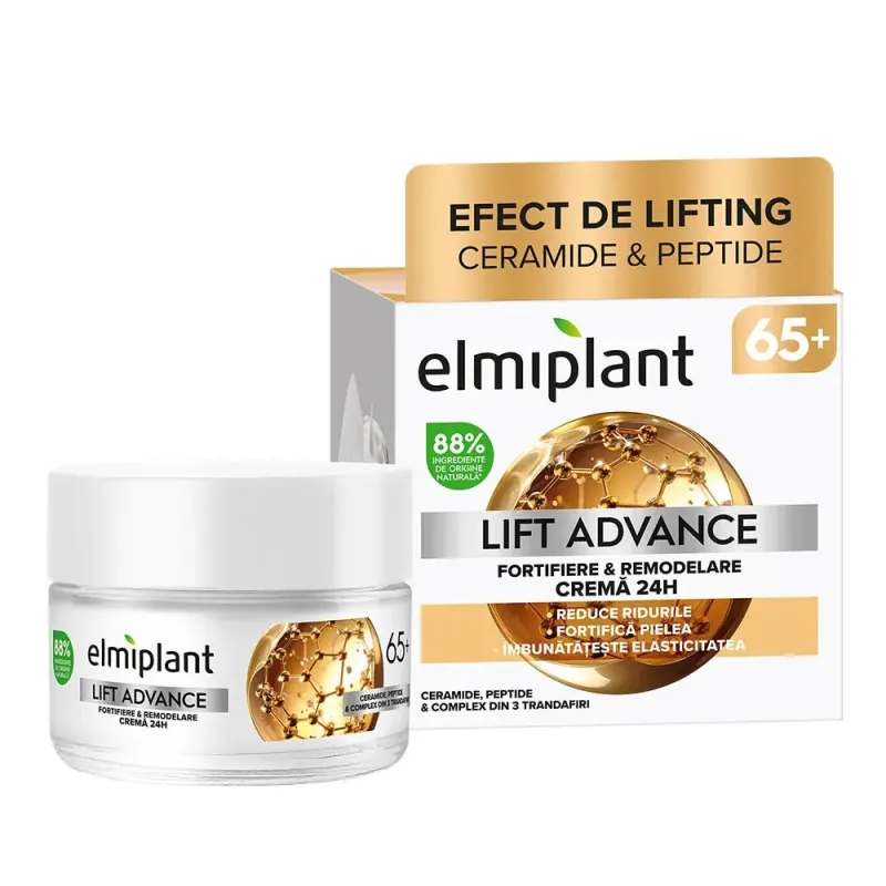Imagine pentru Crema de fata Elmiplant LIFT ADVANCE 24H pentru FORTIFIERE & REMODELARE, pentru varsta 65+, 50 ml