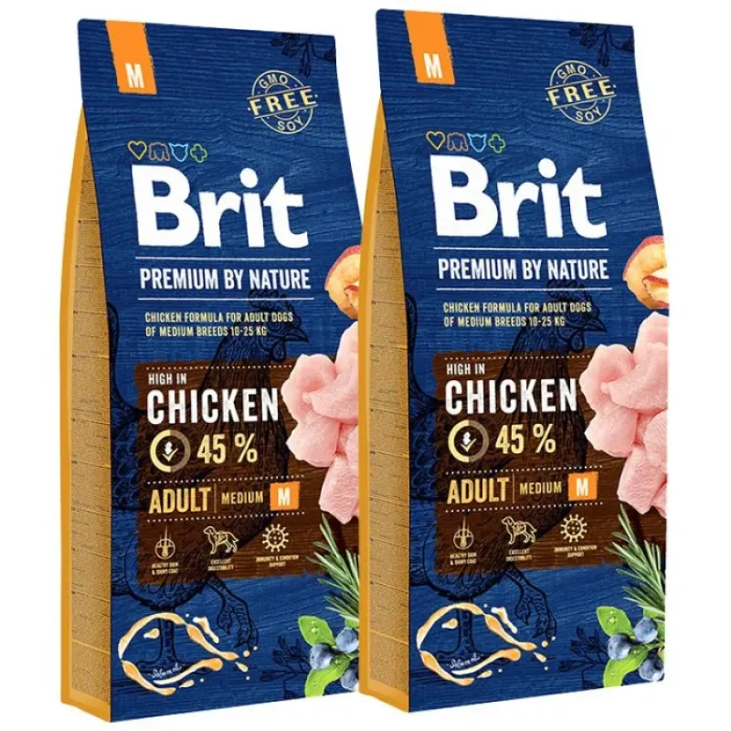 Imagine pentru Hrană uscată câini Adult talie medie, 2×15 kg, Brit Premium by Nature