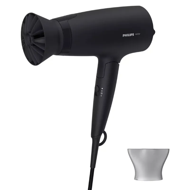 Imagine pentru Uscător de par cu cap de coafat 14 mm, 3 setări viteză/temp, 1600 W, negru, Philips BHD308/10