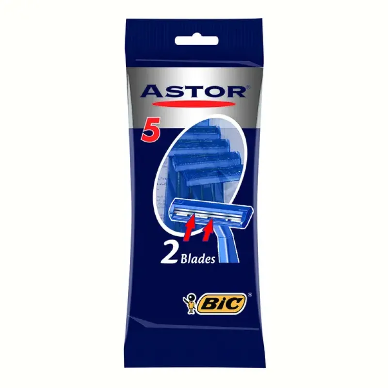 Imagine pentru Aparat de ras Bic Astor Twin, pentru barbati cu 2 lame, 5 bucati