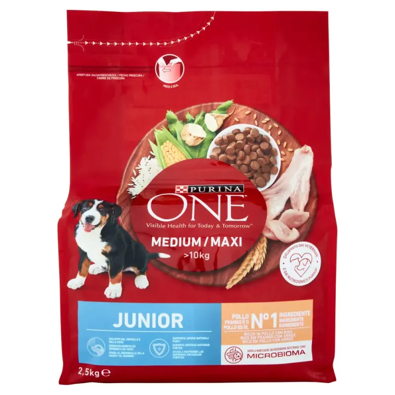 Imagine pentru Hrana uscata caini Purina One Junior pui cu orez, 2.5kg