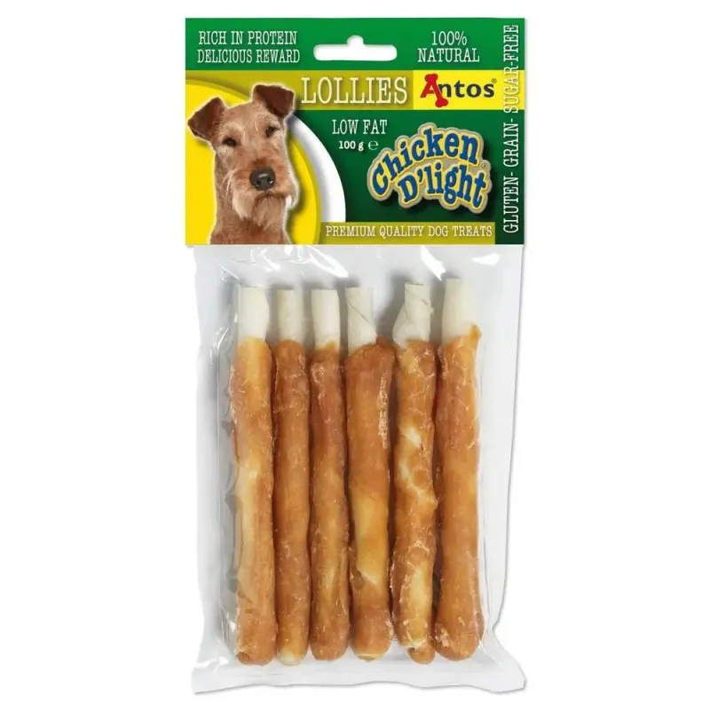 Imagine pentru Recompense pentru caini Antos Chicken D'light Lollies 100g