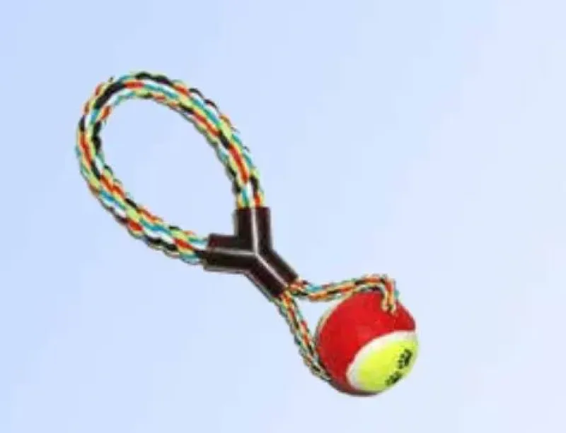 Imagine pentru Jucarie minge cu maner 4Dog, bumbac, Multicolor