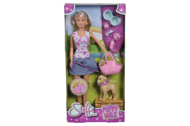 Imagine pentru Papusa Steffi cu 10 accesorii Puppy Walk, 29 cm, Multicolor