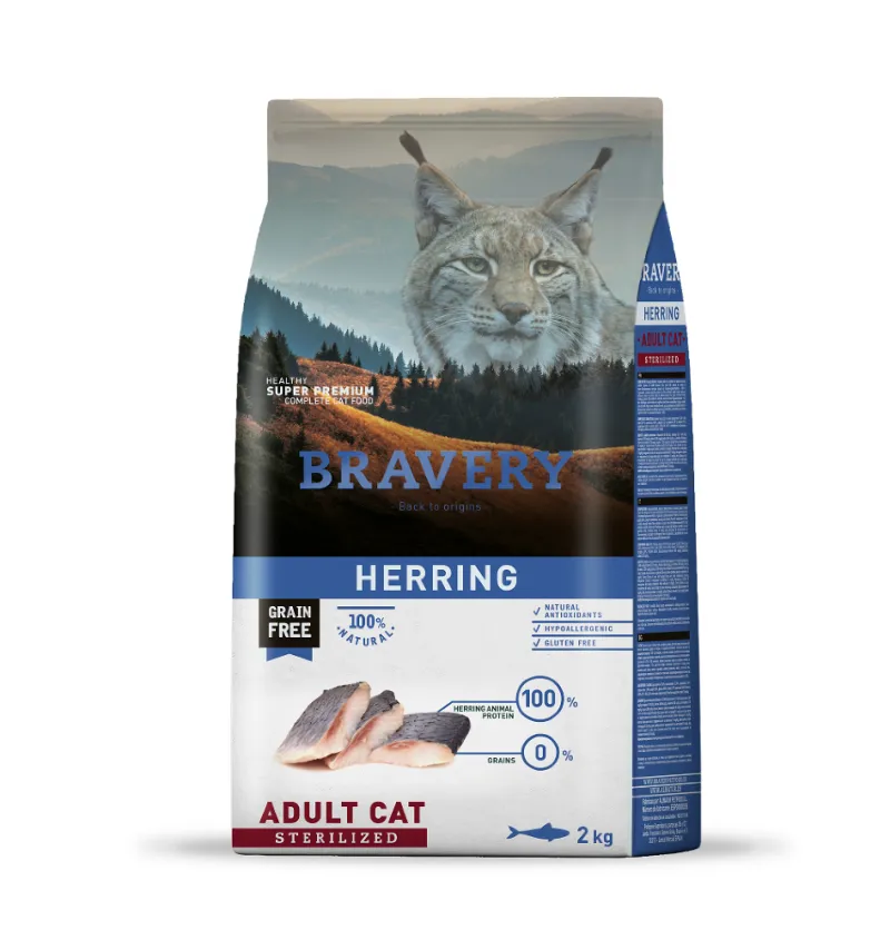 Imagine pentru Hrana uscata pisici adult sterilizat hering 2 kg, Bravery