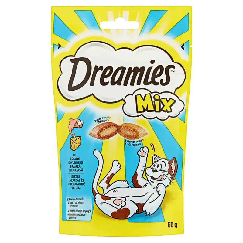 Imagine pentru Hrana uscata pentru pisici cu somon savuros si branza delicioasa Dreamies 60g