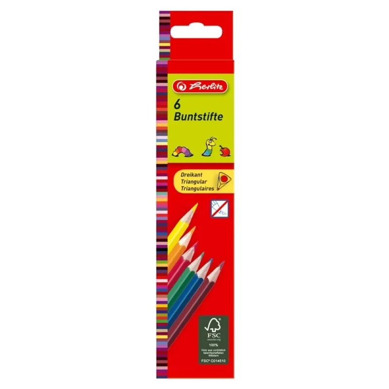Imagine pentru Creioane color triunghiulare, 6 bucăți/set, 1/1 set, Herlitz