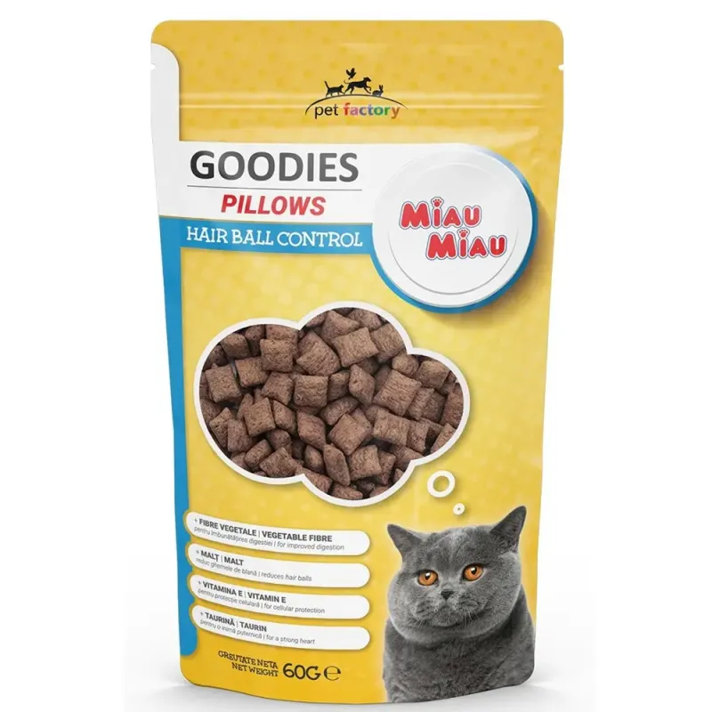 Imagine pentru Recompense cu pui pentru pisici Hairball Control Pillows, 60 g, Miau Miau