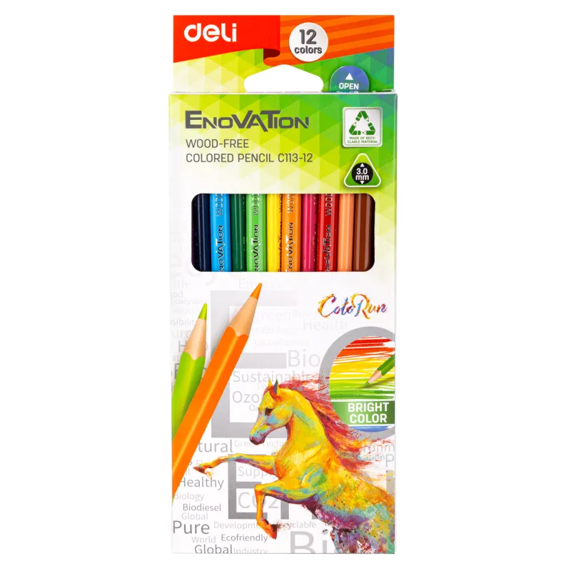 Imagine pentru Creioane colorate plastic, 12 bucăți/set, Deli