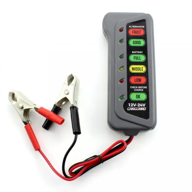 Imagine pentru Tester pentru baterie si alternator cu indicatori LED Carguard, 12 V - 24 V