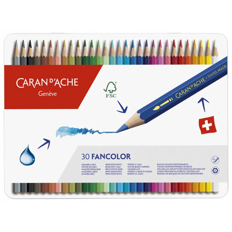 Imagine pentru Set 30 Creioane Colorate Carandache Fancolor Pencil