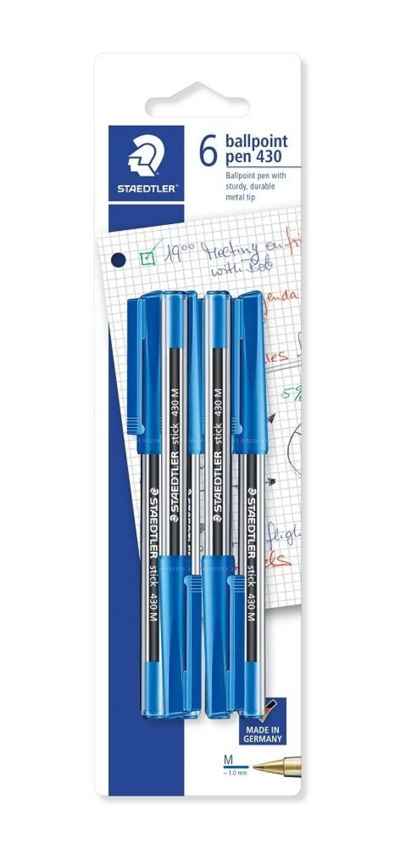 Imagine pentru Set 6 pixuri de unica folosinta Staedtler, M, Albastru