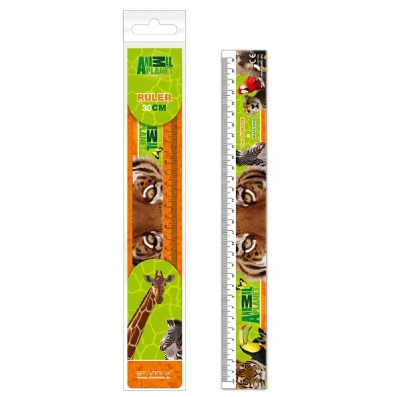 Imagine pentru Rigla Animal Planet, plastic, 30 cm, Multicolor