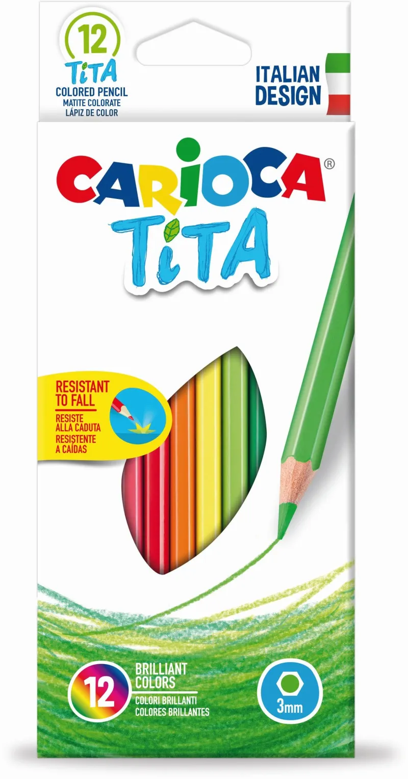 Imagine pentru Creioane Colorate Carioca Tita, Hexagonale, Flexibile, 12 Culori/Cutie