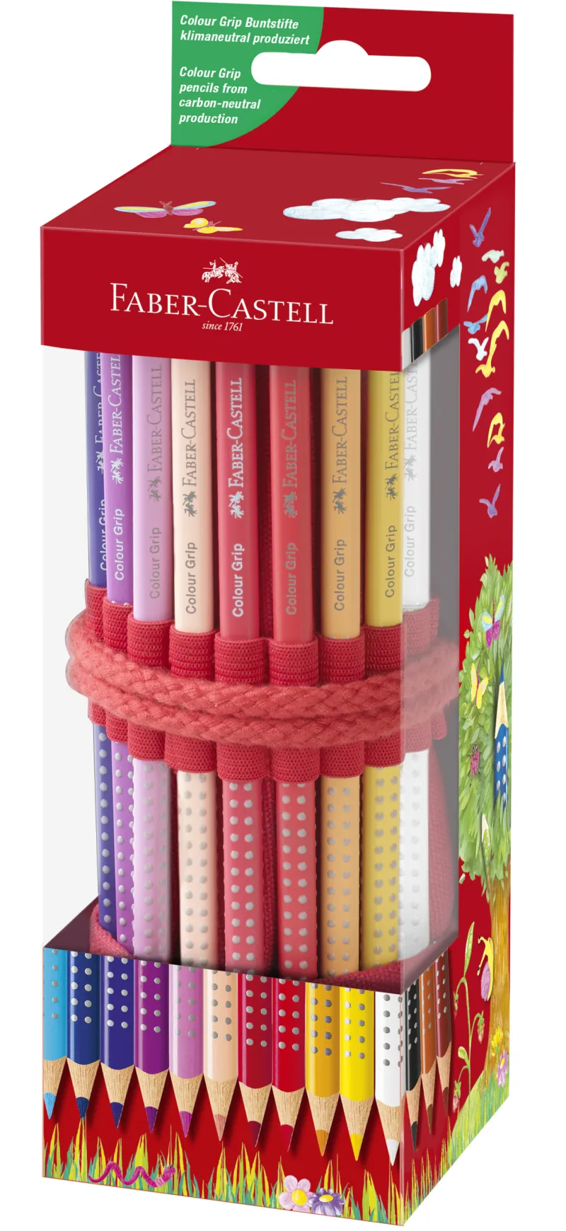 Imagine pentru Rollup 18 Creioane Colorate Grip+ Ascuțitoare Sleeve Faber-Castell