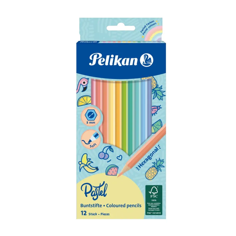 Imagine pentru Creioane Colorate Pastel Lacuite, Set 12, Sectiune Hexagonala
