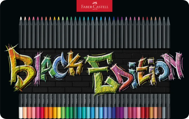 Imagine pentru Creioane Colorate 36 Culori Black Edition Cutie Metal Faber-Castell