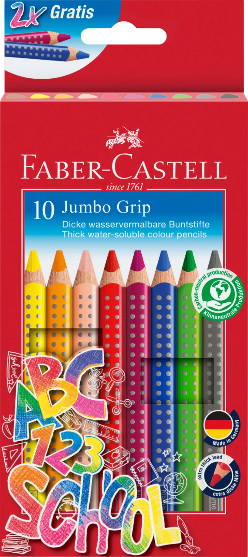 Imagine pentru Set Promotional Creioane Colorate Jumbo Grip 10 Culori Faber-Castell