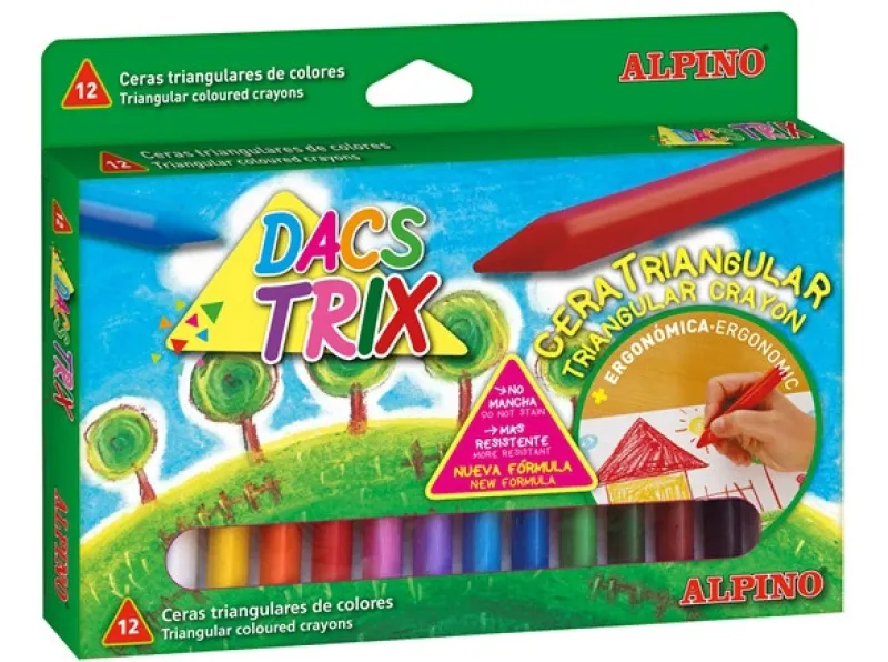 Imagine pentru Creioane Cerate Soft, Triunghilare, Cutie Carton, 12 Culori/Cutie, Alpino Dacstrix