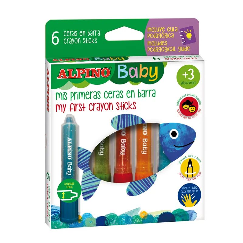 Imagine pentru Creioane Cerate, In Suport De Plastic, 6 Culori/Set, Alpino Baby Sticks