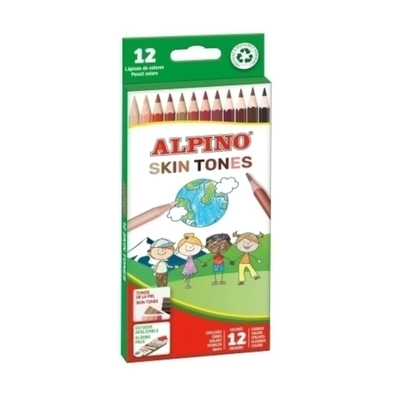 Imagine pentru Creioane Colorate, Cutie Carton, 12 Culori/Set, Alpino - Skin Tones