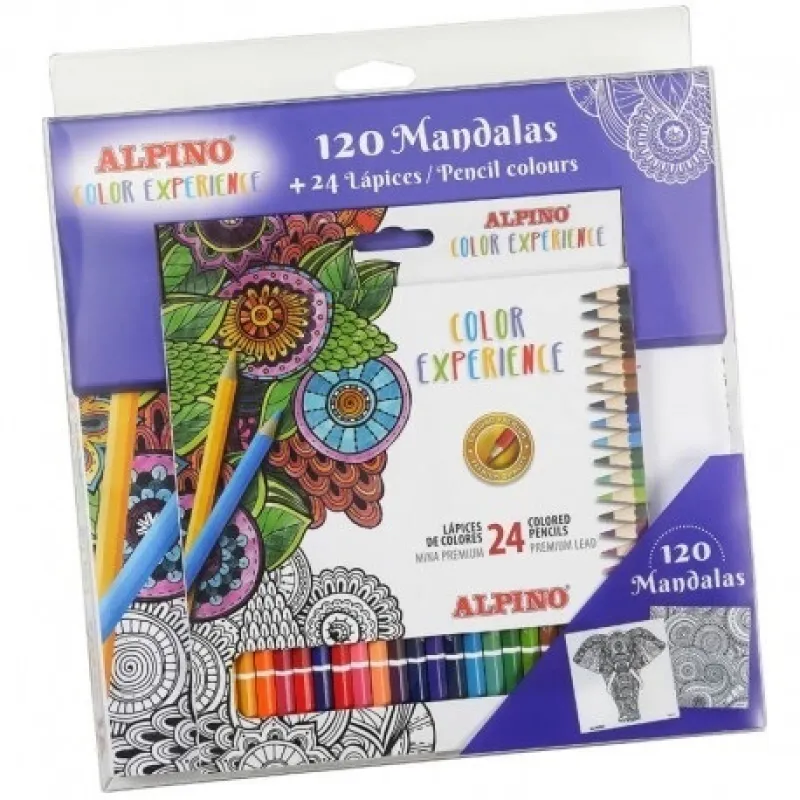 Imagine pentru Creioane Colorate, Cutie Carton, 24 Culori/Set + 120 Mandale, Alpino Color Experience - Premium