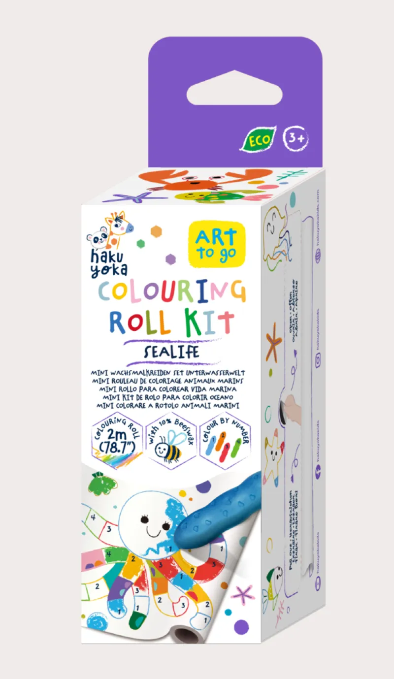 Imagine pentru Kit rola desenat pe numere 2 m cu 4 creioane cerate, creioane și rolă, set 1 buc, Haku Yoka