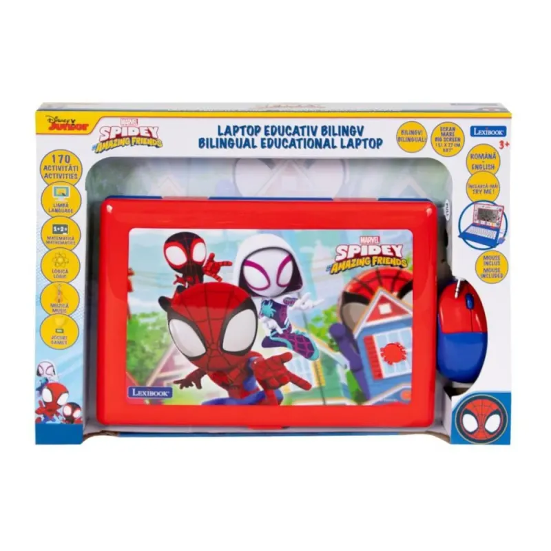 Imagine pentru Laptop educational bilingv Lexibook Spidey, romana/engleza, 170 activitati, Multicolor