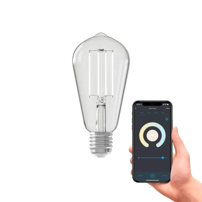 Imagine pentru Bec LED Smart cu model rustic Calex, reglabil prin aplicatie, 806 lm, ST64, 1800-3000 K, 220-240 V,
