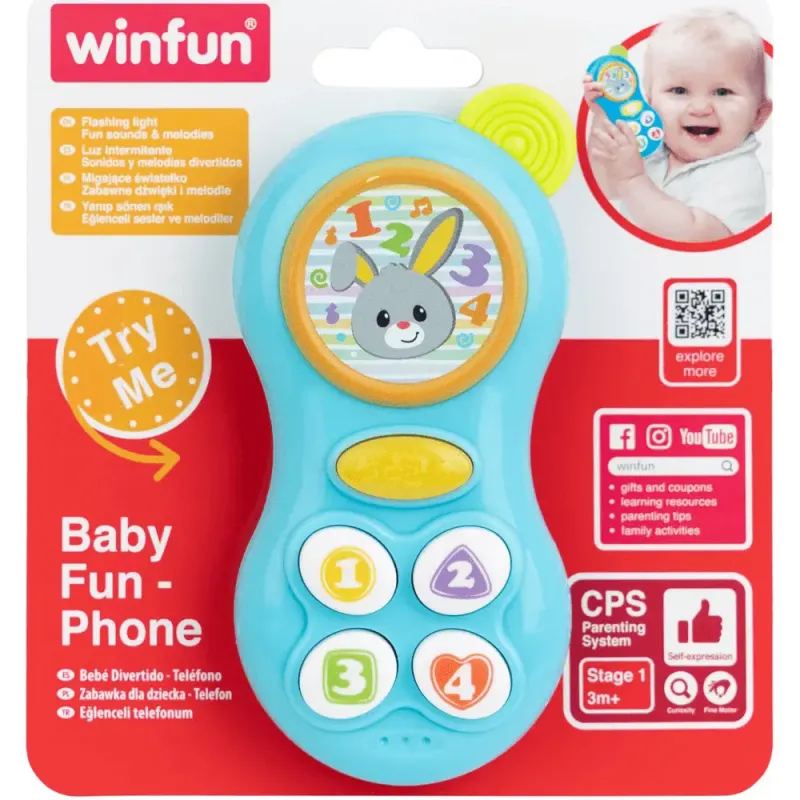 Imagine pentru Jucarie telefon pentru bebelus WinFun, cu sunete si lumini, Albastru