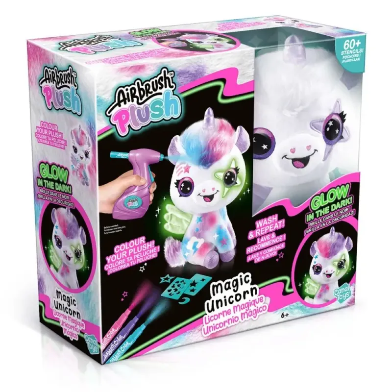 Imagine pentru Jucarie de plus de colorat Noriel Airbrush Plush Glow in the dark Magic Unicorn