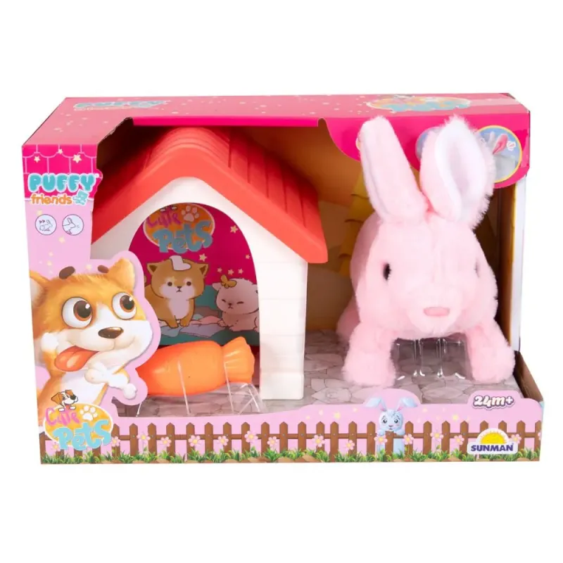 Imagine pentru Jucarie de plus interactiva Noriel Puffy Friends Iepuras cu casuta