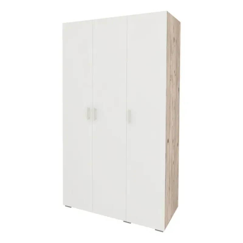 Imagine pentru Dulap 3 uși 5 polițe 1 bară PAL 200x120x52, decor Soho alb