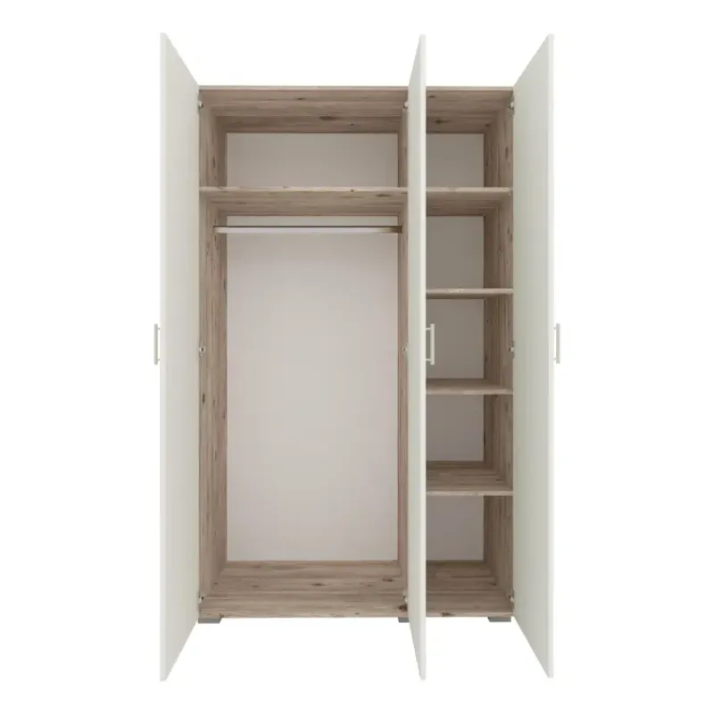 Imaginea numarul 2 reprezentatand Dulap 3 uși 5 polițe 1 bară PAL 200x120x52, decor Soho alb