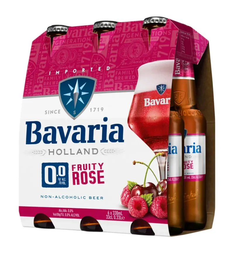 Imagine pentru Bere Bavaria Fruity Rose fara alcool, 6x0.33L