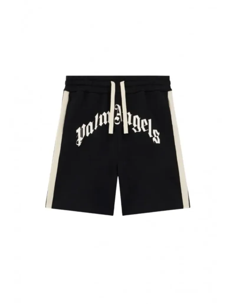 Imagine pentru Pantaloni scurți, curved logo track shorts, negrii, Palm Angels