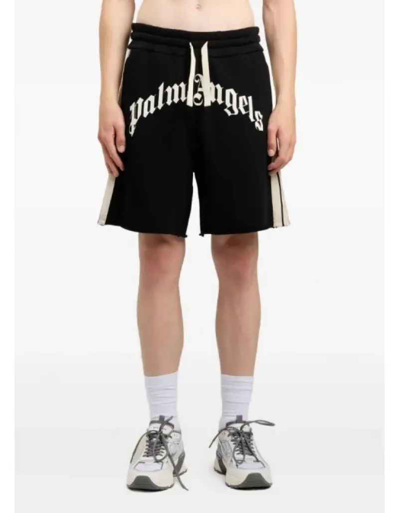 Imaginea numarul 2 reprezentatand Pantaloni scurți, curved logo track shorts, negrii, Palm Angels
