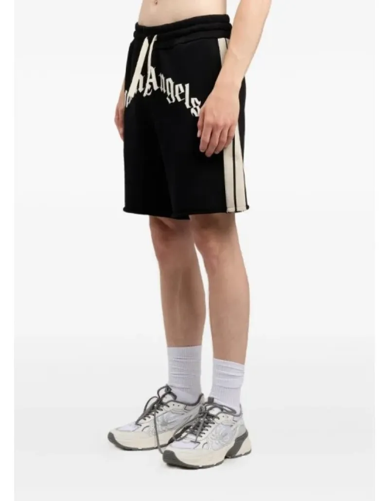Imaginea numarul 3 reprezentatand Pantaloni scurți, curved logo track shorts, negrii, Palm Angels