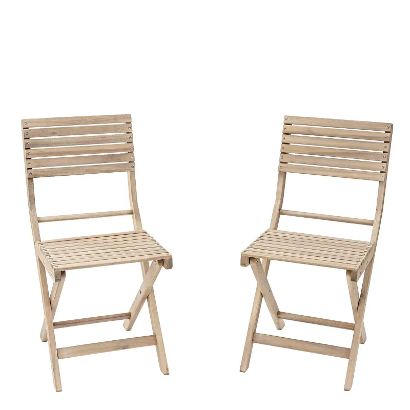 Imagine pentru Scaune gradina Naterial Solis II, pliabile, lemn, bej (set 2 buc)