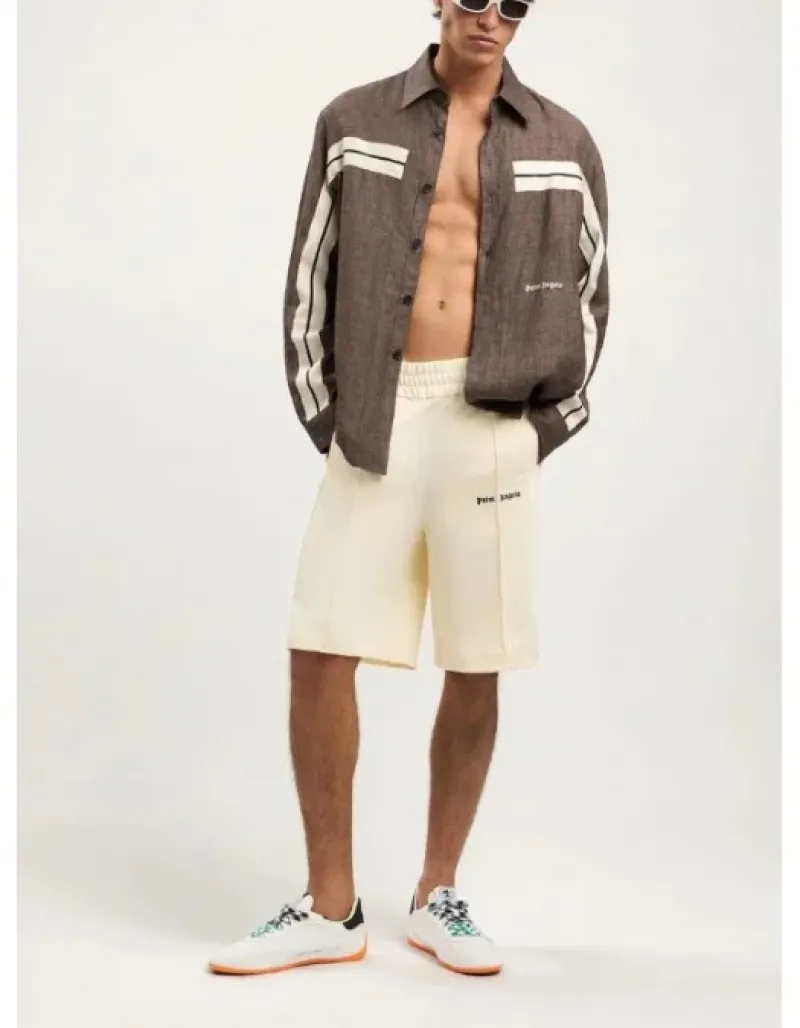Imaginea numarul 6 reprezentatand Bermude, Classic Logo Track Shorts, culoare crem, Palm Angels